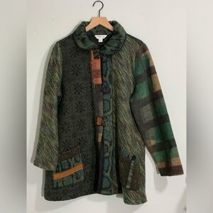 Coldwater Creek Artist Dream Jacket Multicolor Pqtchwork Boho Women’s Large Cozy